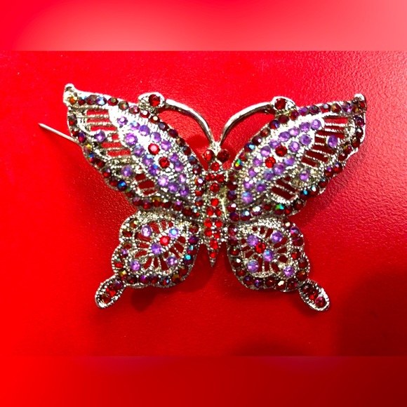 Formal Shiny Rhinestone Brooch Exquisite Butterfly Pin Party Sequins Colourful - Picture 2 of 13
